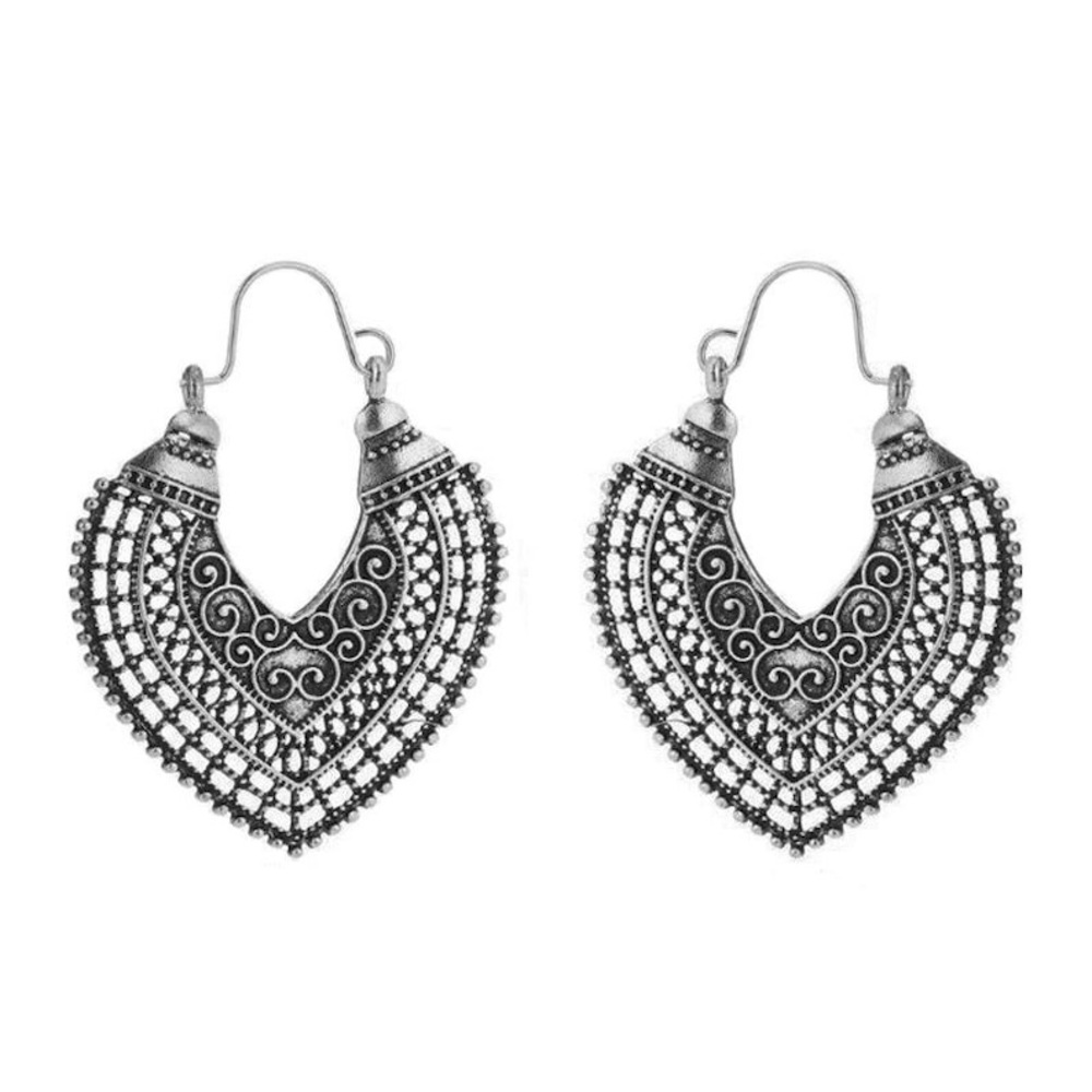 New Bohemian Summer Beach Cut Out Vintage Style Ethnic Drop Hoop Earrings - Picture 2 of 14